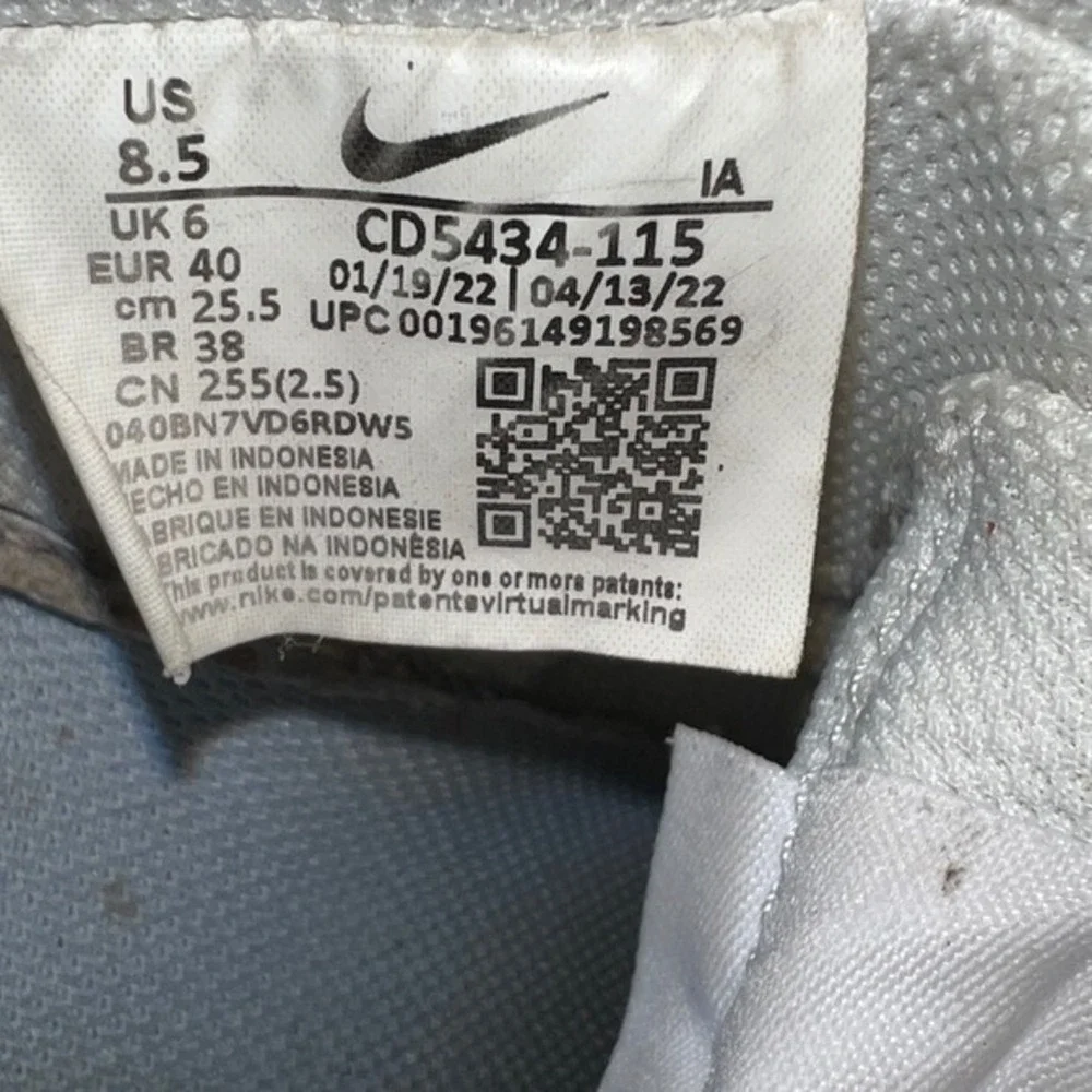 Nike Women's White Blue Leather Low‎ Top Sneakers Shoes Size 8.5 CD5434 115